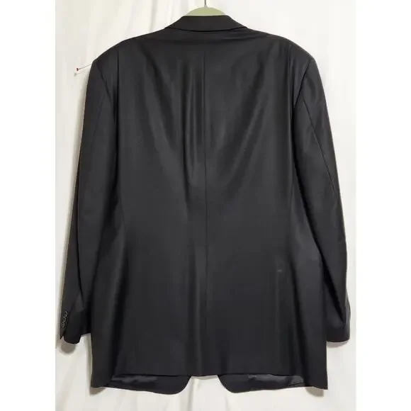 Canali Blazer Men US 50L EU 60L Black 100% Wool Italy 3 Button Blazer EUC